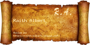 Raith Albert névjegykártya